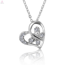 Butterfly Heart Designed Fashion Necklace Silver Pendant For Lover